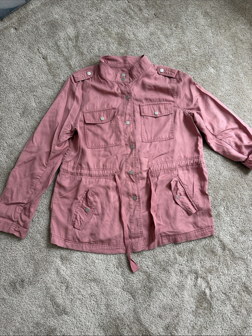 LOFT Mauve Pink Utility Jacket with Stand Collar